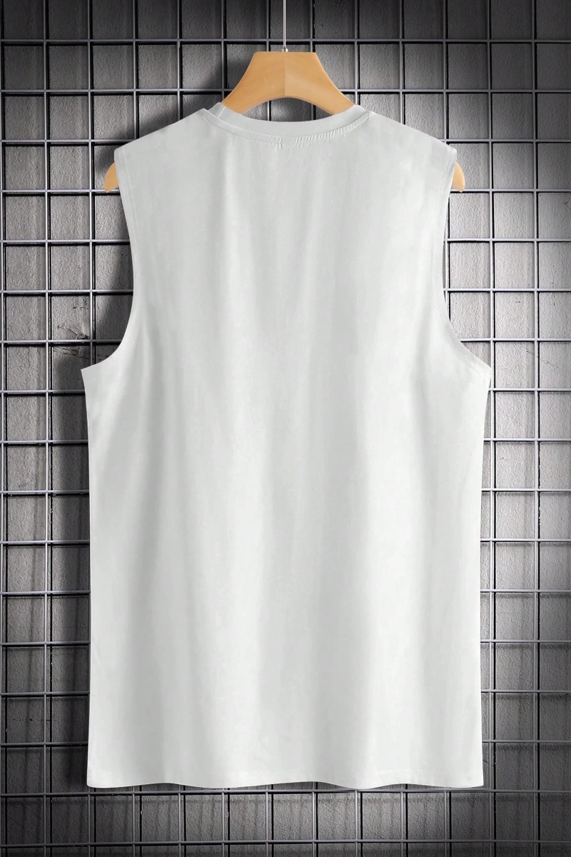 Erkek Numara Baskılı Yuvarlak Yaka Rahat Çok Yönlü Tank Top