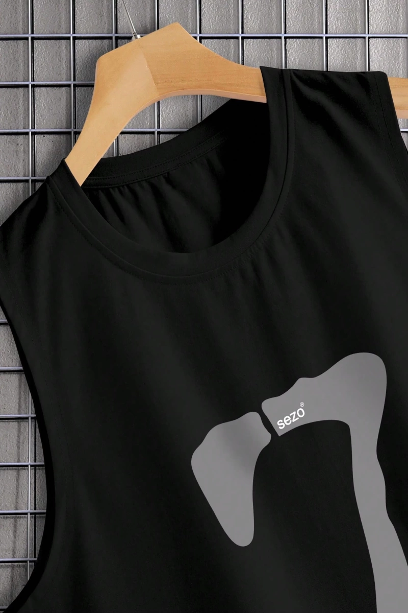 Erkek Numara Baskılı Yuvarlak Yaka Rahat Çok Yönlü Tank Top