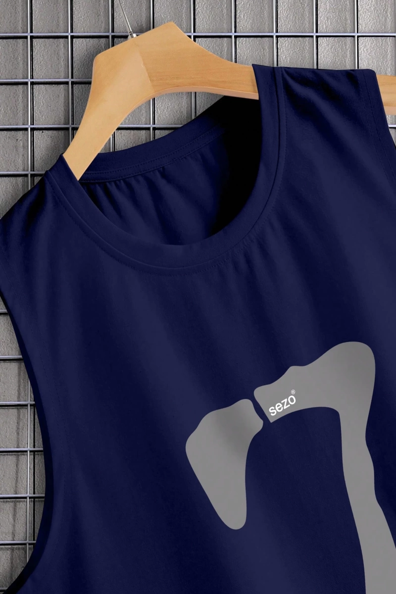 Erkek Numara Baskılı Yuvarlak Yaka Rahat Çok Yönlü Tank Top