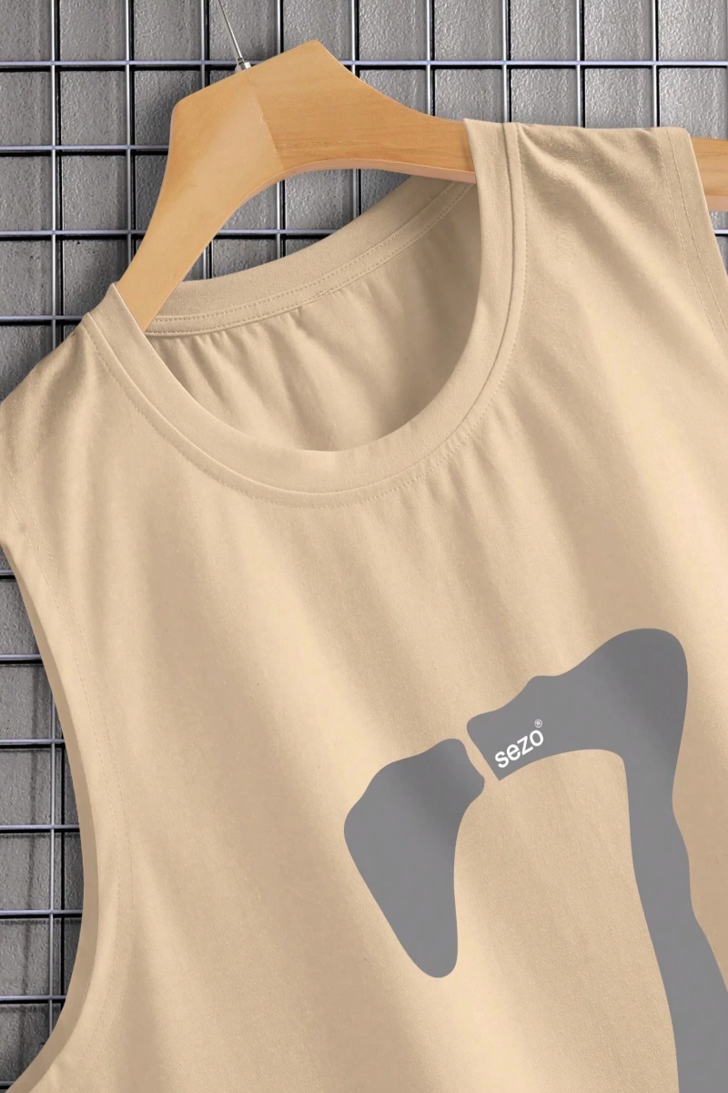 Erkek Numara Baskılı Yuvarlak Yaka Rahat Çok Yönlü Tank Top