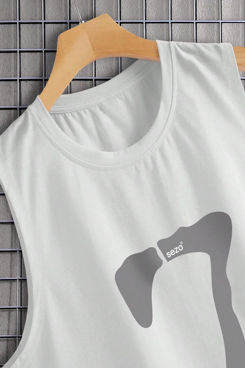 Erkek Numara Baskılı Yuvarlak Yaka Rahat Çok Yönlü Tank Top