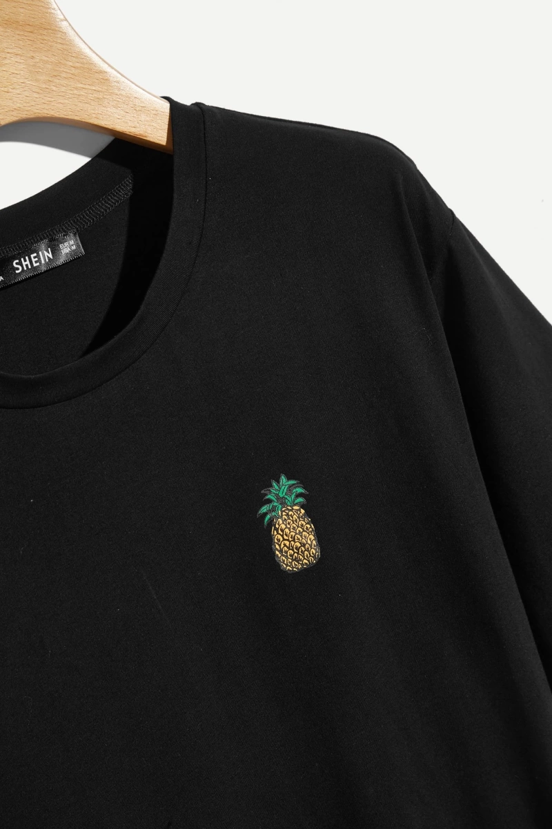 Erkek Pamuklu Ananas Baskılı Tişört