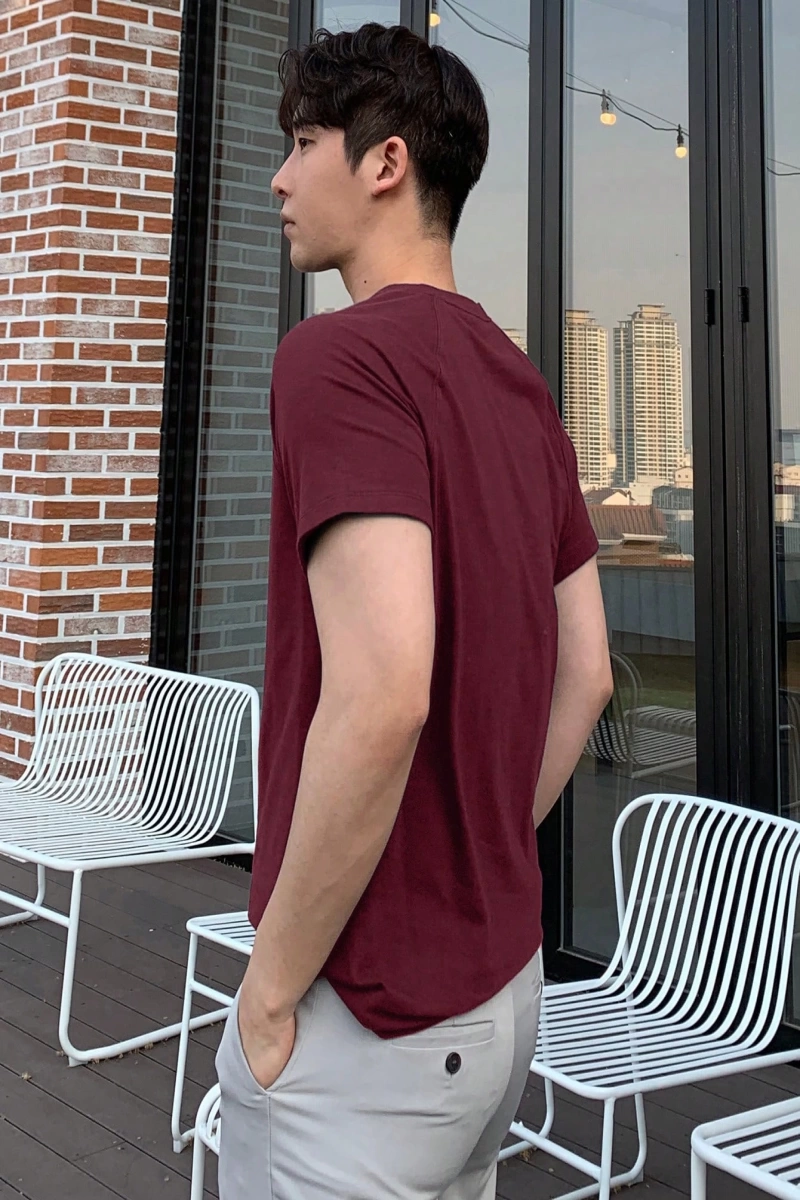Erkek Pamuklu Düz Raglan Kollu Tişört