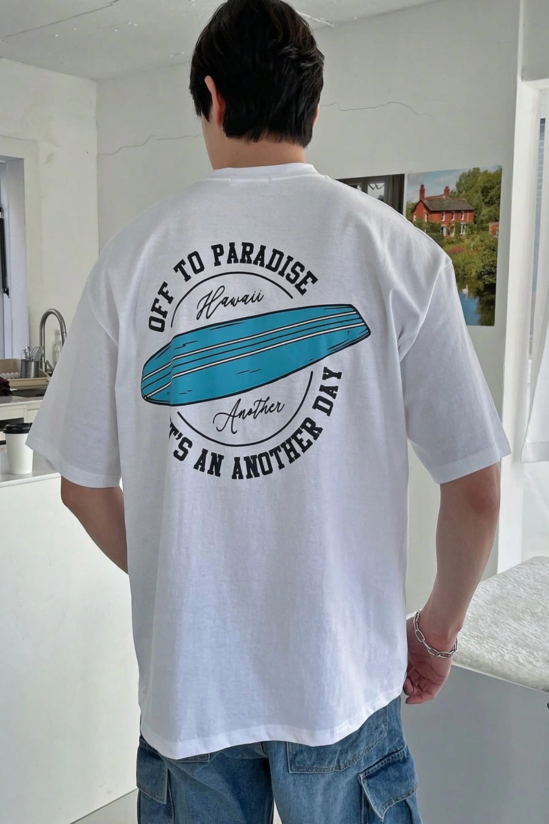 Erkek Pamuklu Slogan Grafik Tişört