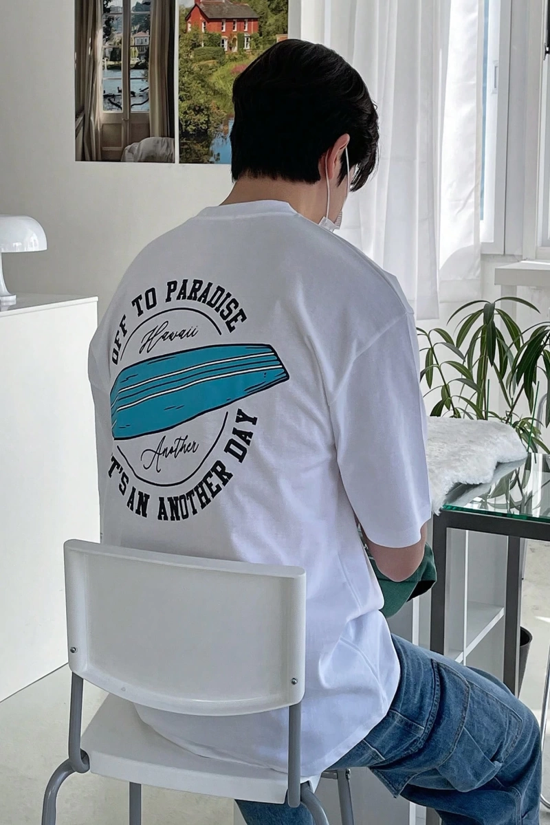 Erkek Pamuklu Slogan Grafik Tişört