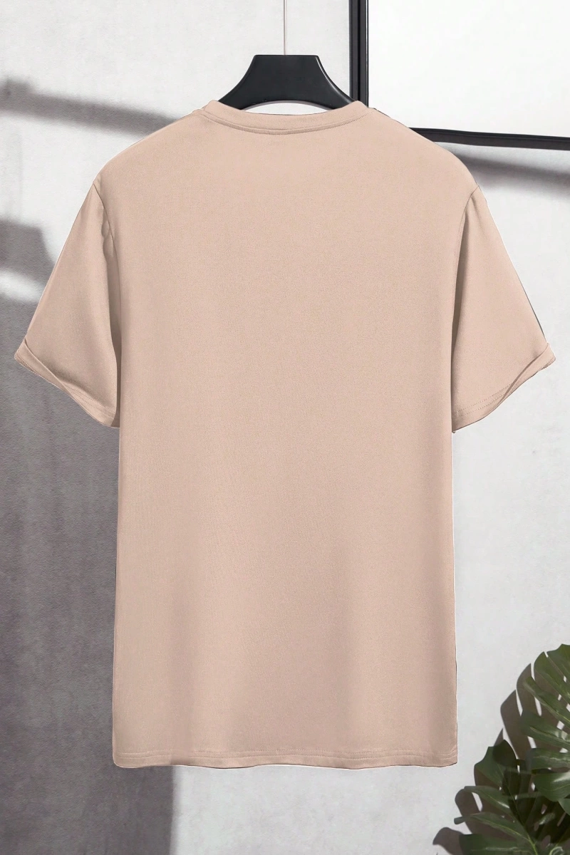 Erkek Rahat Japon Baskılı Slim Fit Kısa Kollu Mürettebat Yaka Tişört, Yaz
