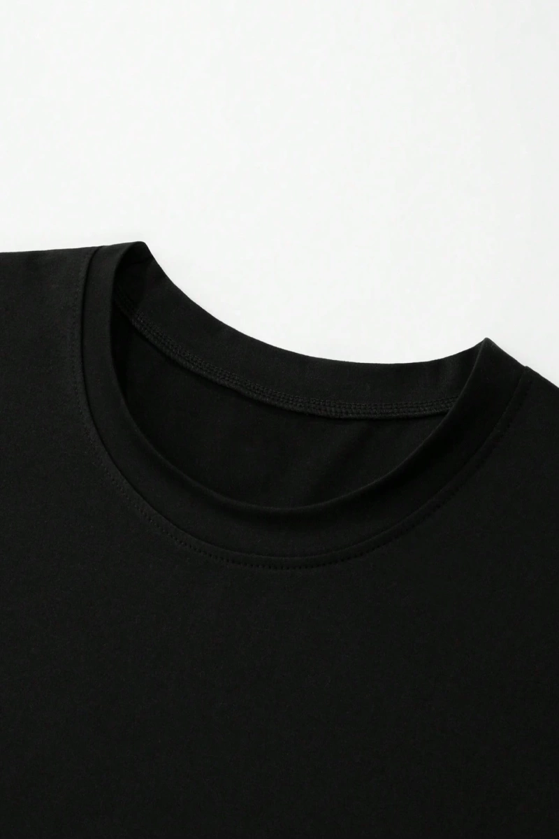 Erkek Rahat Minimalist Mektup Baskılı Beyaz Yuvarlak Yaka Kısa Kollu Tişört