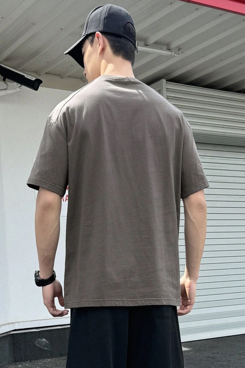 Erkek Rahat Minimalist Mektup Baskılı Kısa Kollu Tişört, Yaz