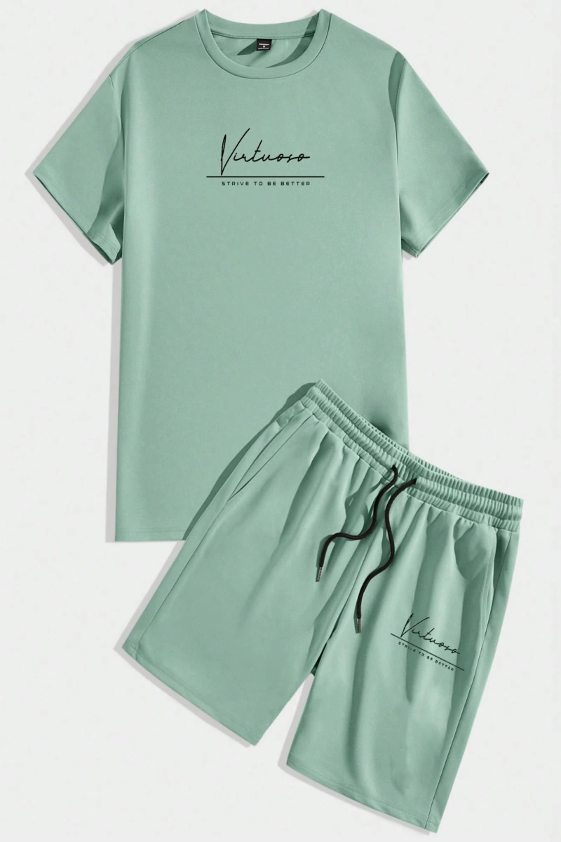 Erkek Rahat Örgü Slim Fit Mürettebat Yaka Kısa Kollu Tişört ve Orta Bel