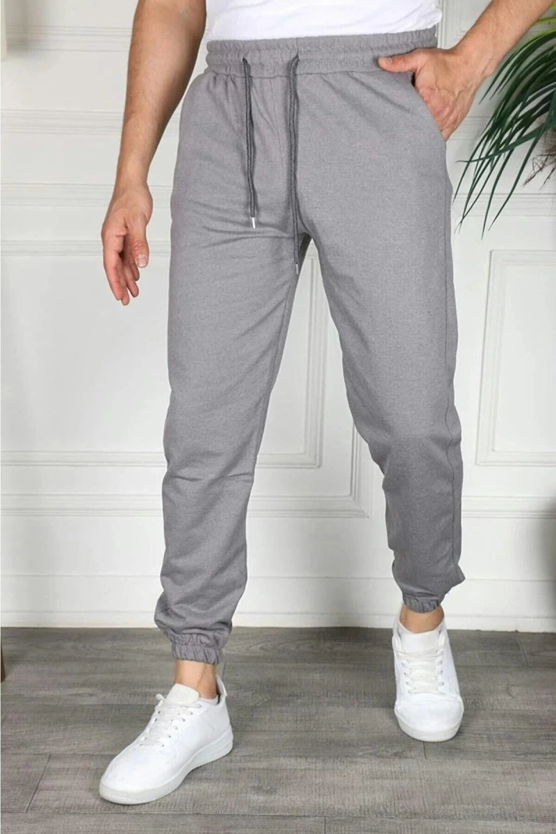 Erkek Slim Fit Füme Eşofman Altı Pamuklu