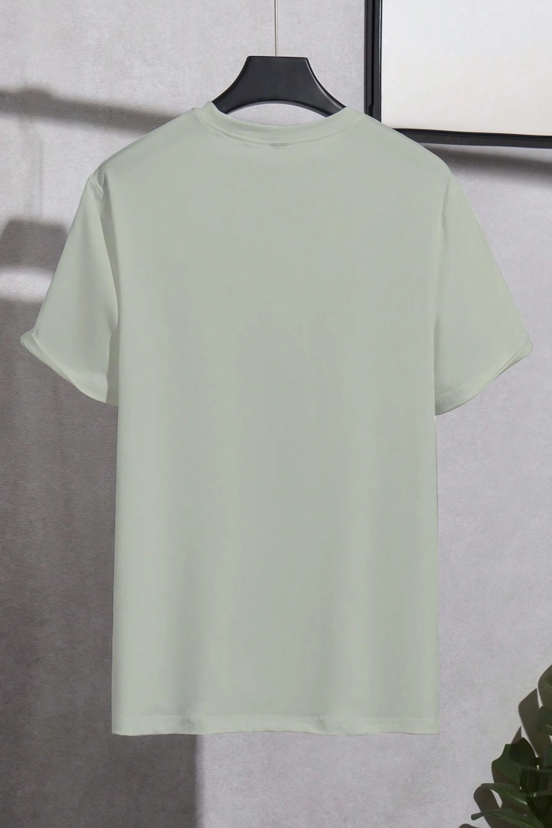 Erkek Slim Fit Grafik Yama Rahat Mürettebat Yaka Kısa Kollu Tişört, Yaz Erkek