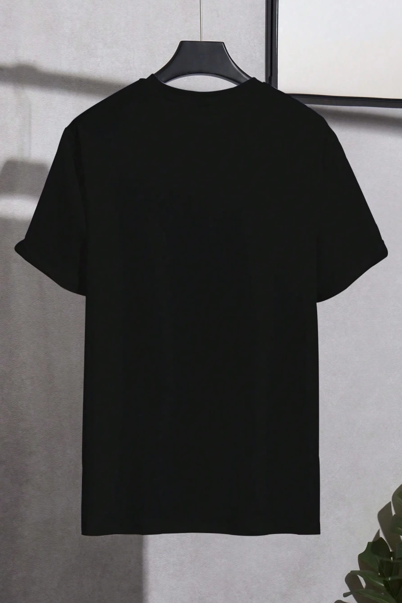 Erkek Slim Fit Grafik Yama Rahat Mürettebat Yaka Kısa Kollu Tişört, Yaz Erkek