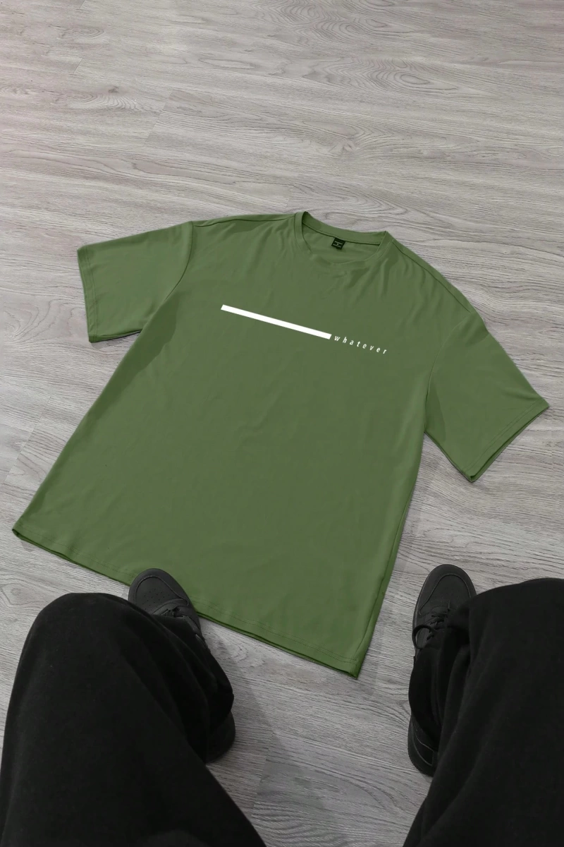 Erkek Slim Fit Harfli Grafik Baskılı Mürettebat Yaka Kısa Kollu Günlük Tişört