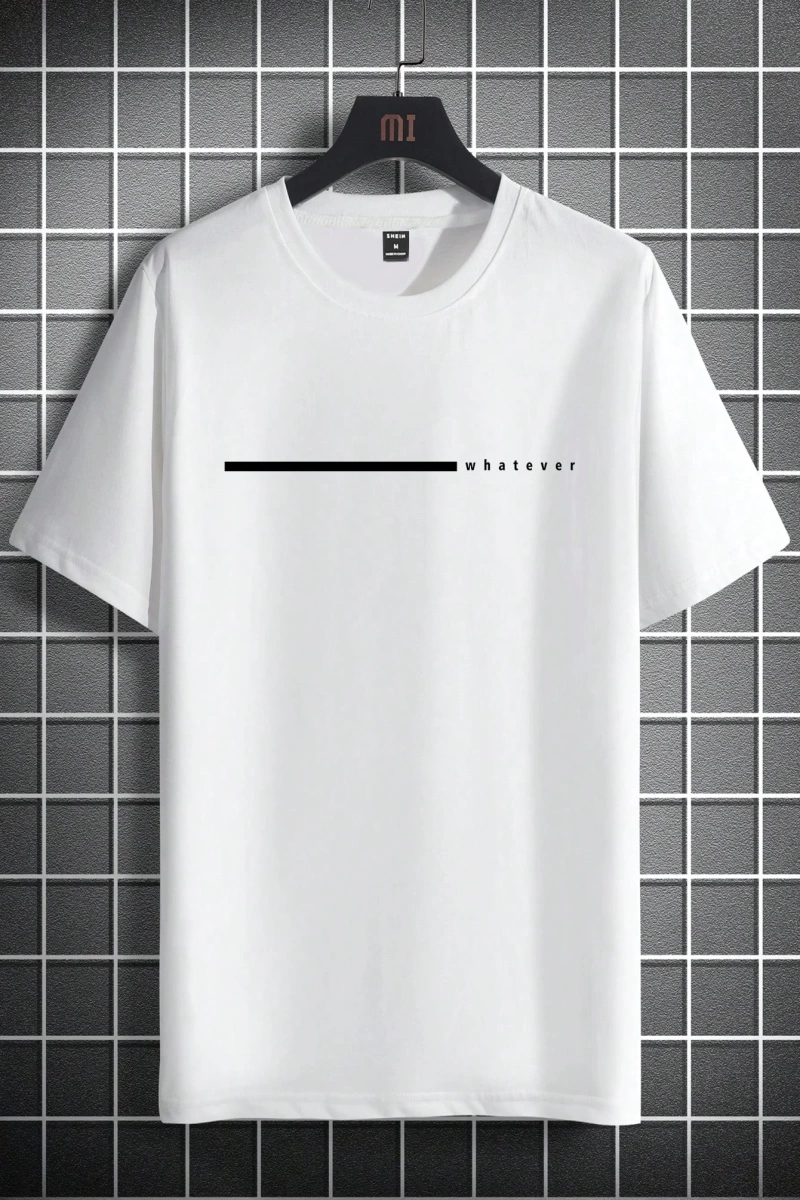Erkek Slim Fit Harfli Grafik Baskılı Mürettebat Yaka Kısa Kollu Günlük Tişört
