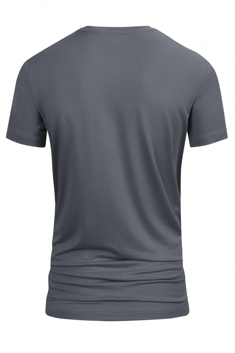 Erkek Slogan Baskılı Mürettebat Yaka Kısa Kollu Slim Fit Günlük Tişört