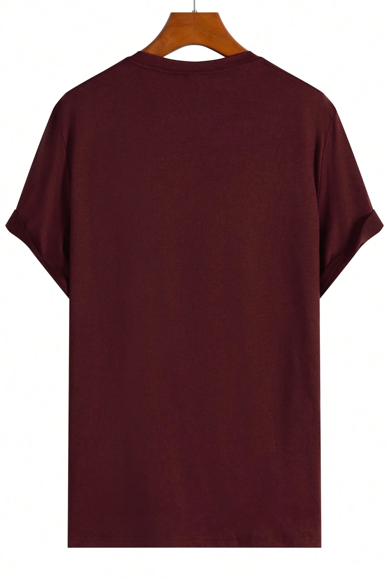 Erkek Slogan Baskılı Mürettebat Yaka Kısa Kollu Slim Fit Günlük Tişört