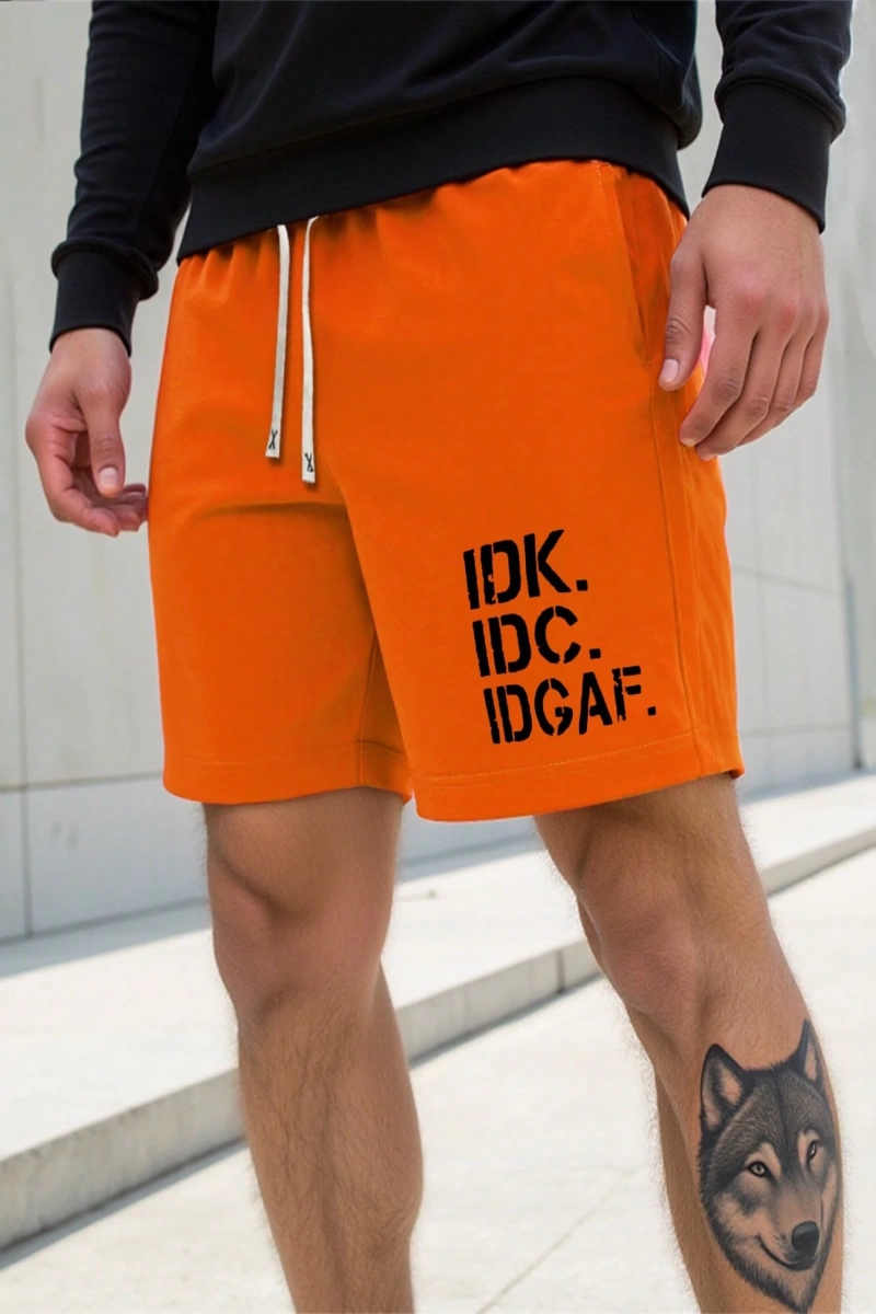 Erkek Slogan Grafik Bağcıklı Bel Şortu Grafik Dışarı Çıkma Moda Bağcıklı Şort