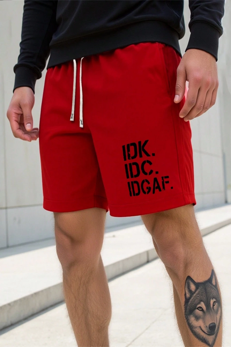 Erkek Slogan Grafik Bağcıklı Bel Şortu Grafik Dışarı Çıkma Moda Bağcıklı Şort