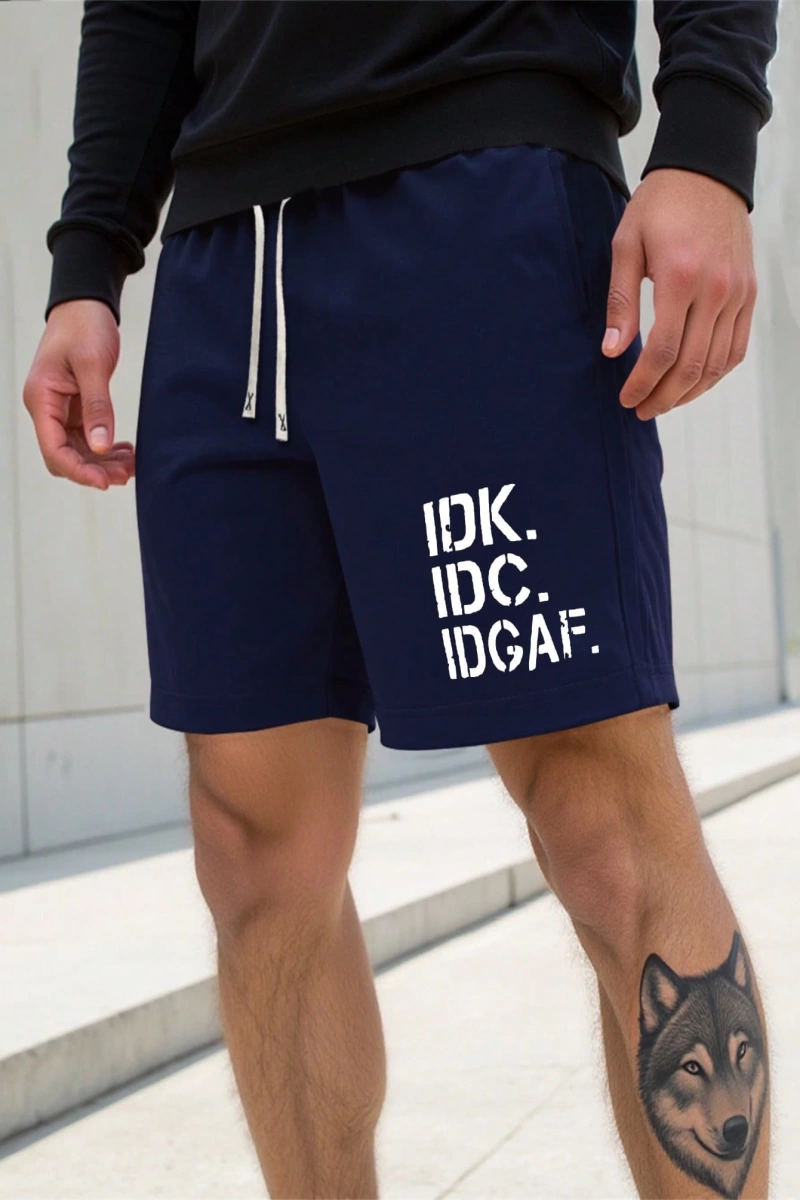 Erkek Slogan Grafik Bağcıklı Bel Şortu Grafik Dışarı Çıkma Moda Bağcıklı Şort