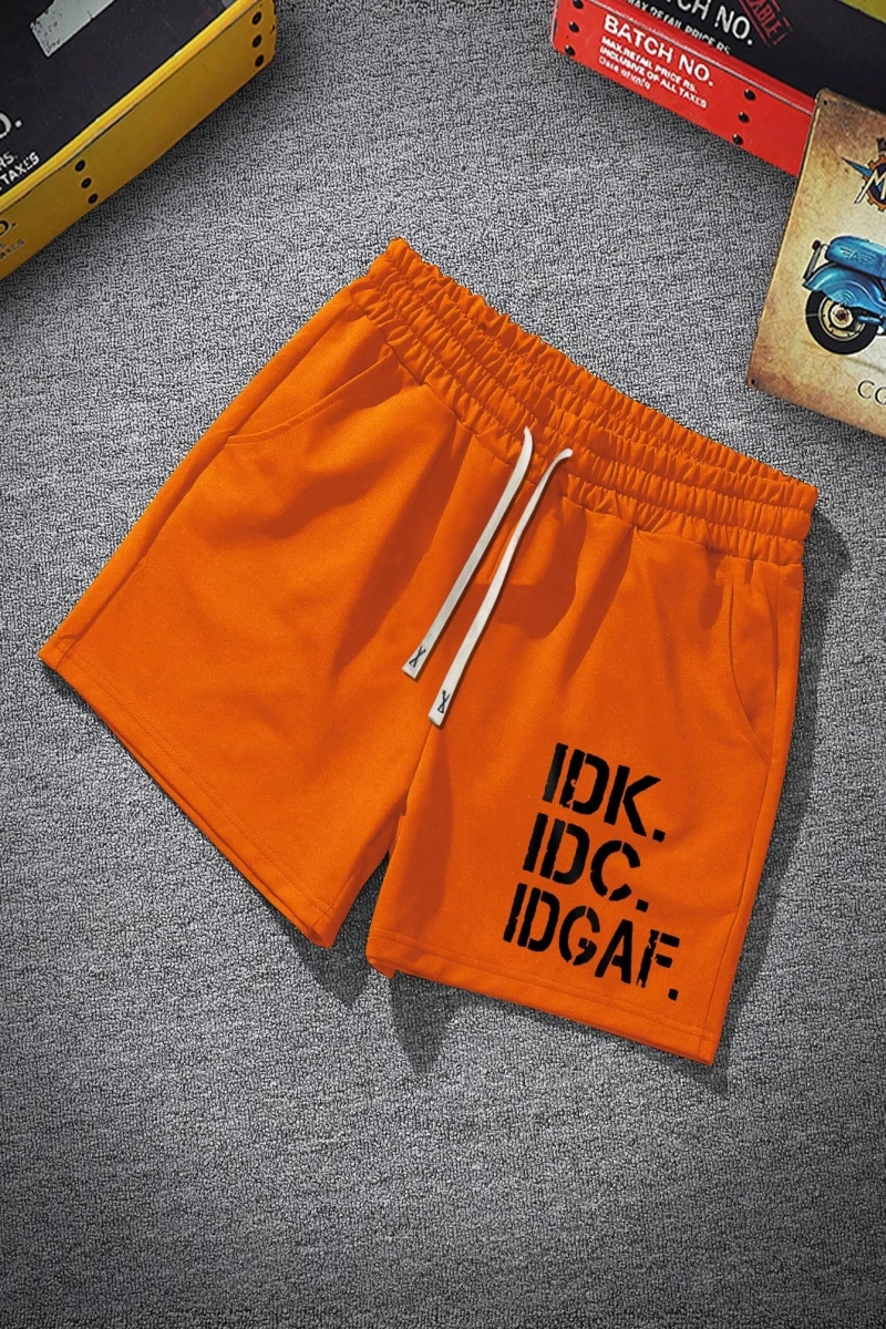 Erkek Slogan Grafik Bağcıklı Bel Şortu Grafik Dışarı Çıkma Moda Bağcıklı Şort