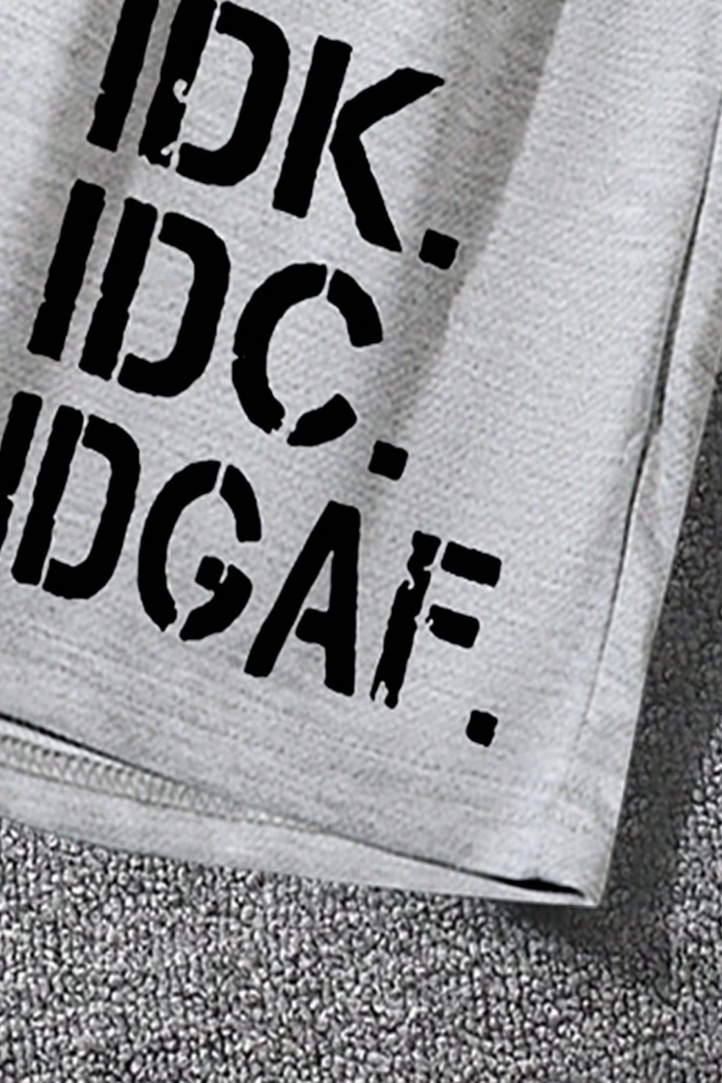 Erkek Slogan Grafik Bağcıklı Bel Şortu Grafik Dışarı Çıkma Moda Bağcıklı Şort