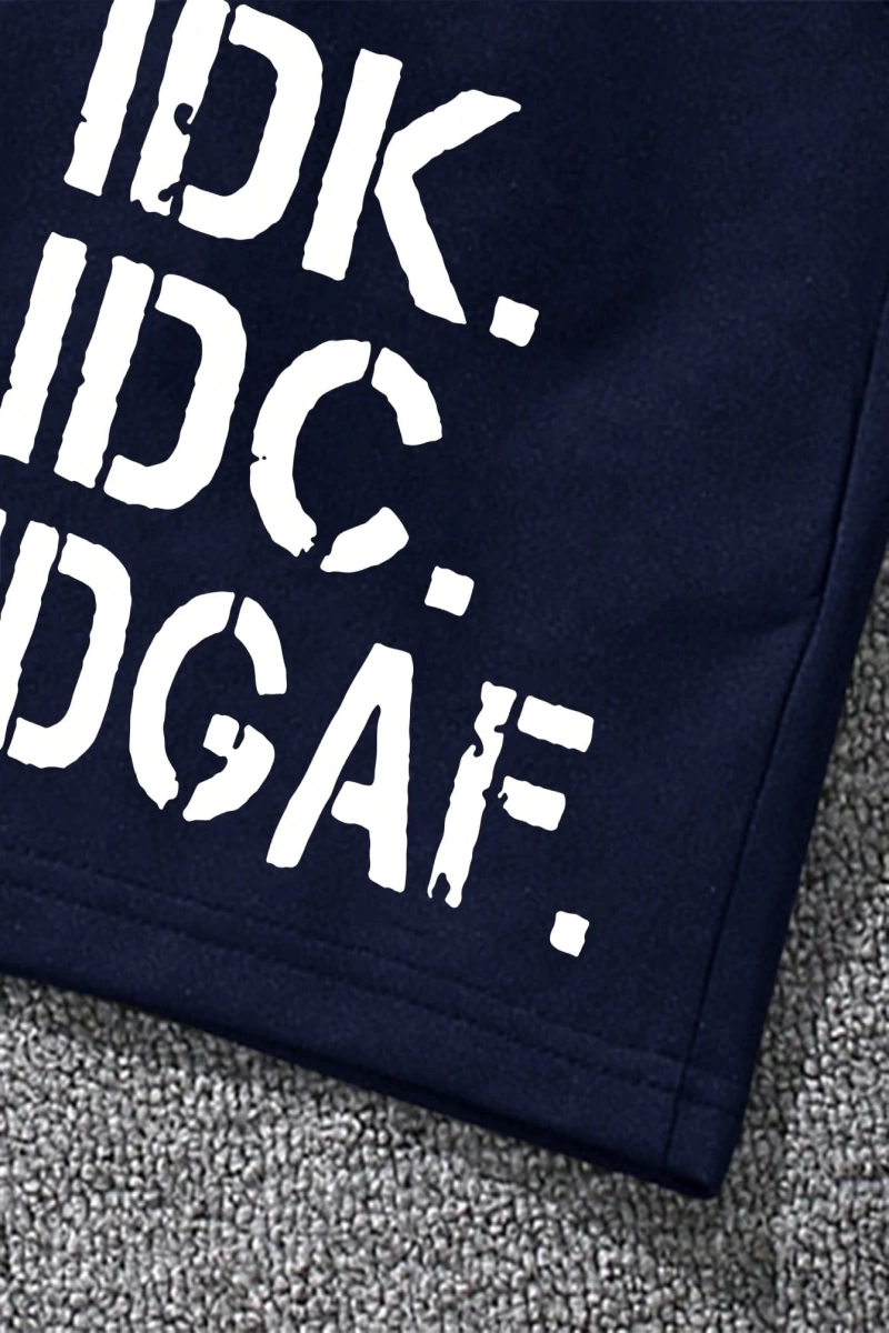 Erkek Slogan Grafik Bağcıklı Bel Şortu Grafik Dışarı Çıkma Moda Bağcıklı Şort