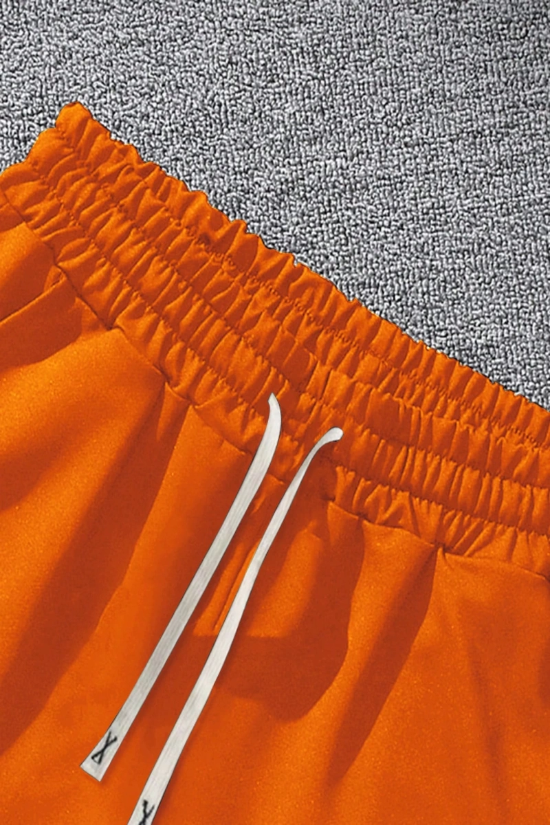 Erkek Slogan Grafik Bağcıklı Bel Şortu Grafik Dışarı Çıkma Moda Bağcıklı Şort