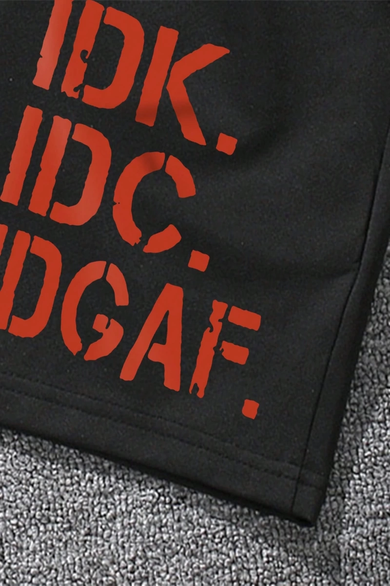 Erkek Slogan Grafik Bağcıklı Bel Şortu Grafik Dışarı Çıkma Moda Bağcıklı Şort