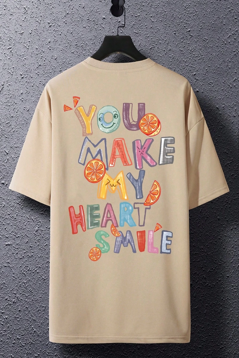 Erkek Slogan Grafik Düşük Omuz Büyük Boy Tişört