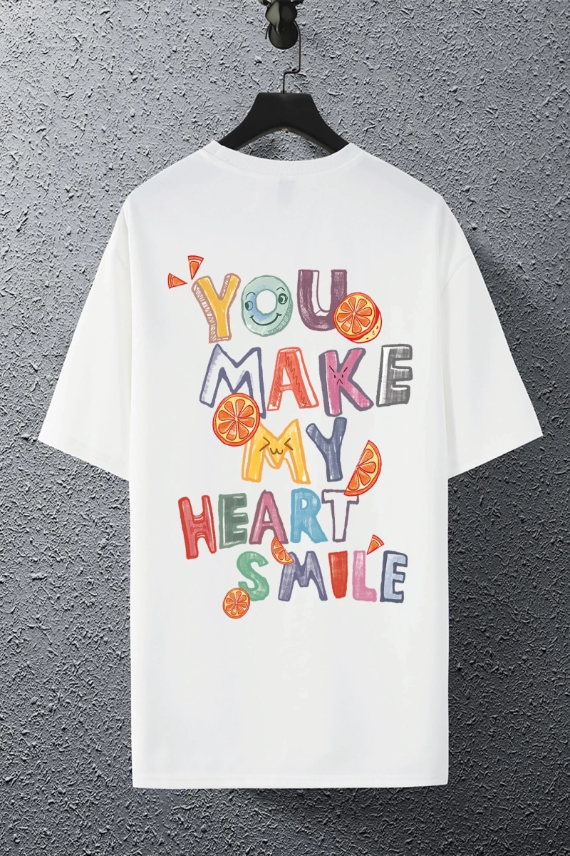 Erkek Slogan Grafik Düşük Omuz Büyük Boy Tişört