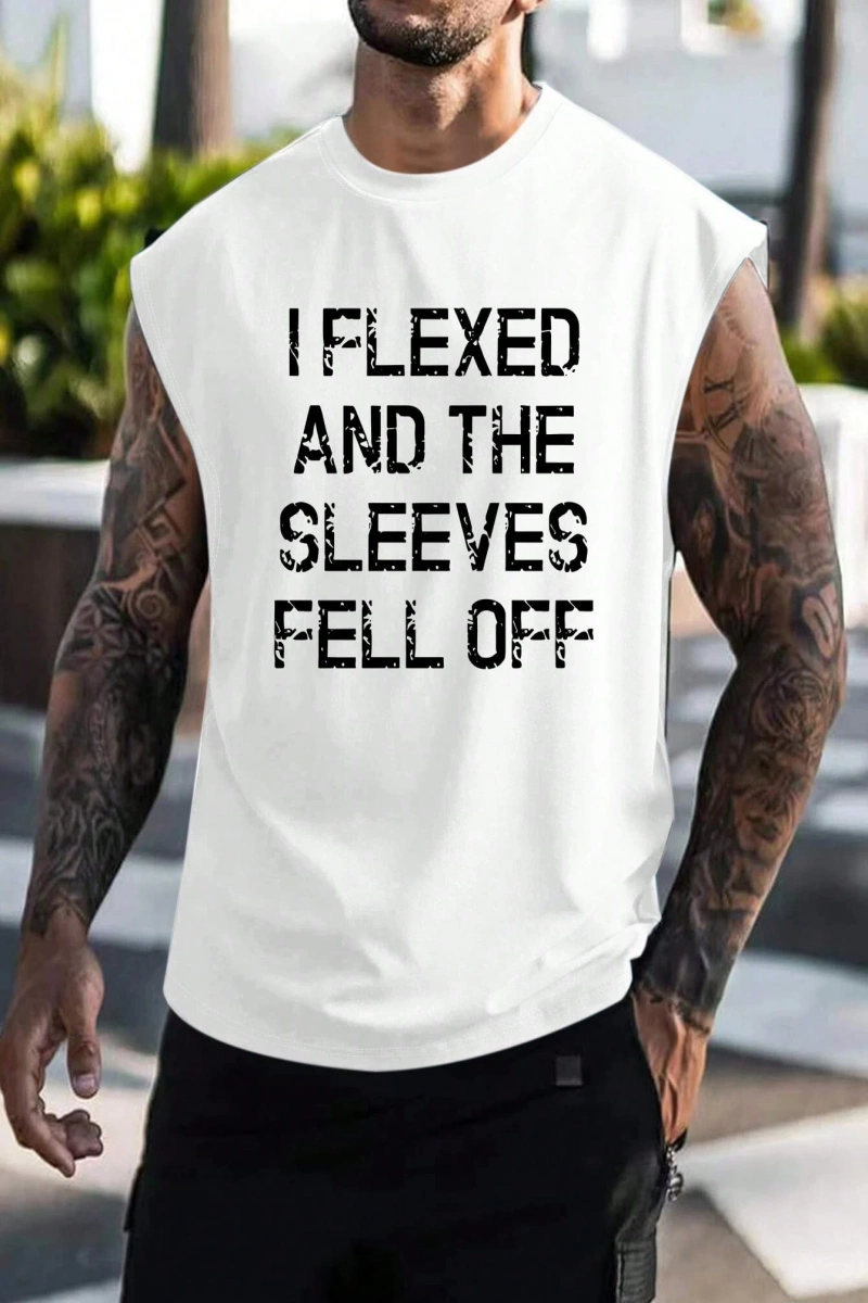 Erkek Slogan Grafik Rahat Kolsuz Tank Top Antrenman İçin, Koca