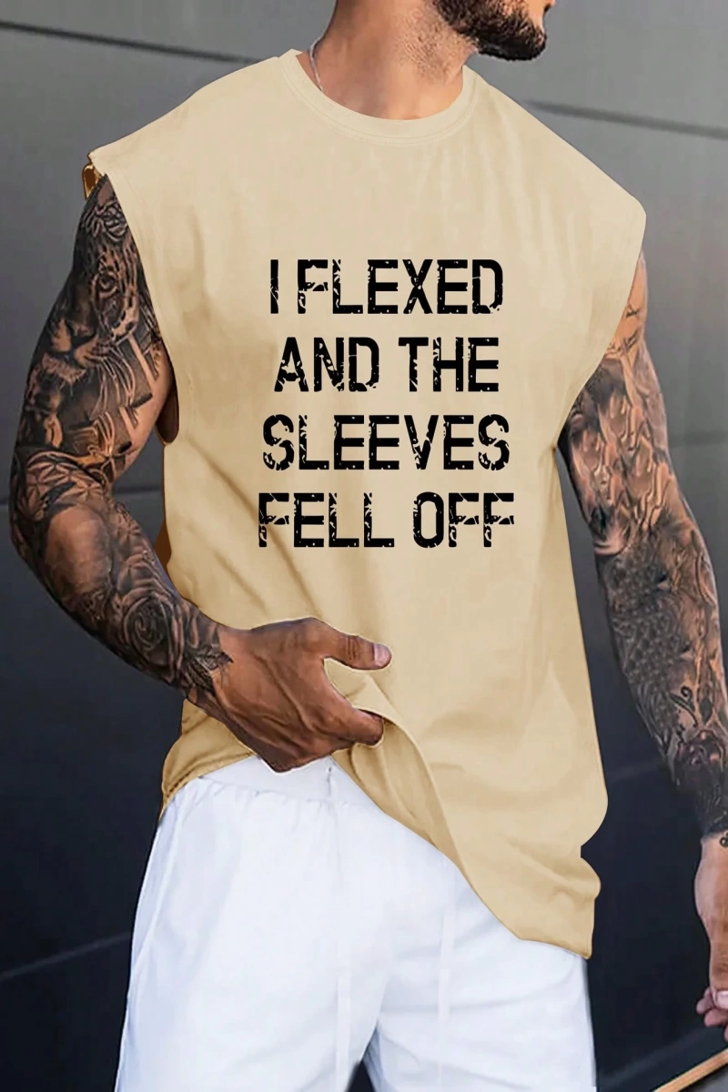 Erkek Slogan Grafik Rahat Kolsuz Tank Top Antrenman İçin, Koca