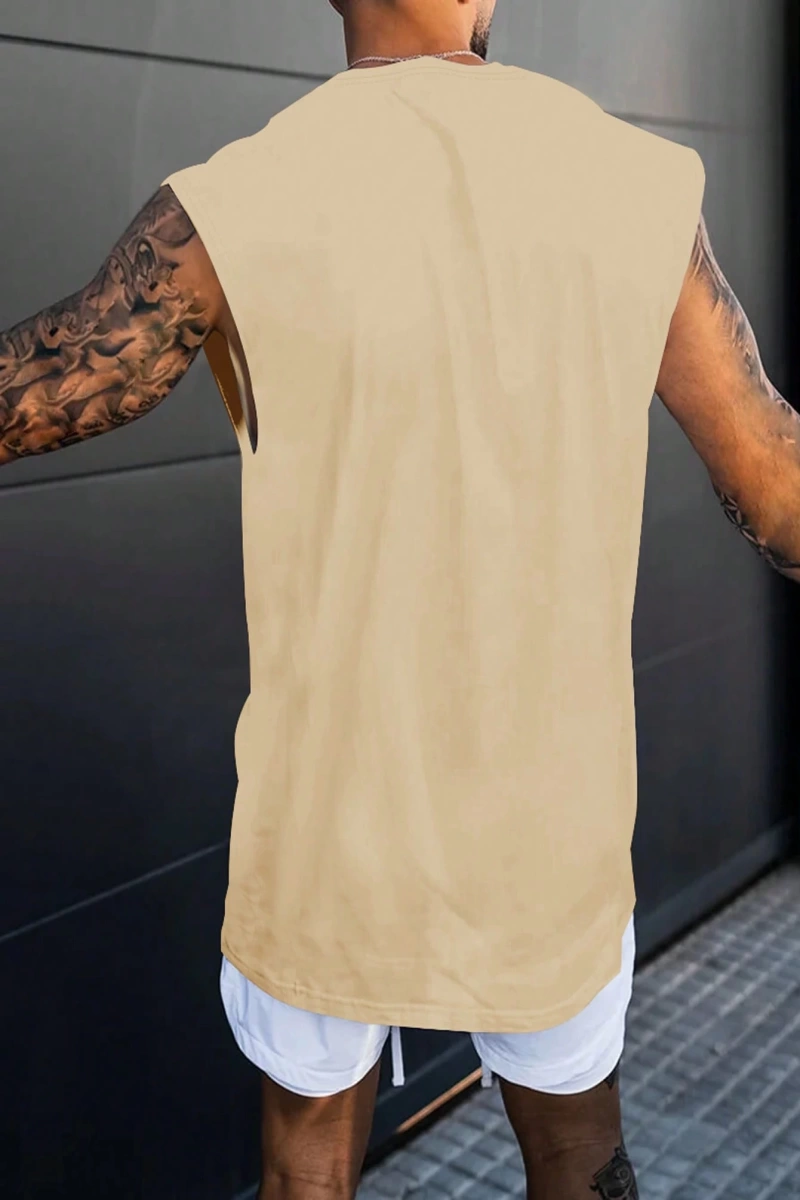 Erkek Slogan Grafik Rahat Kolsuz Tank Top Antrenman İçin, Koca