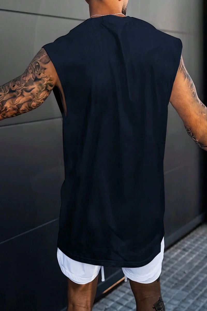 Erkek Slogan Grafik Rahat Kolsuz Tank Top Antrenman İçin, Koca