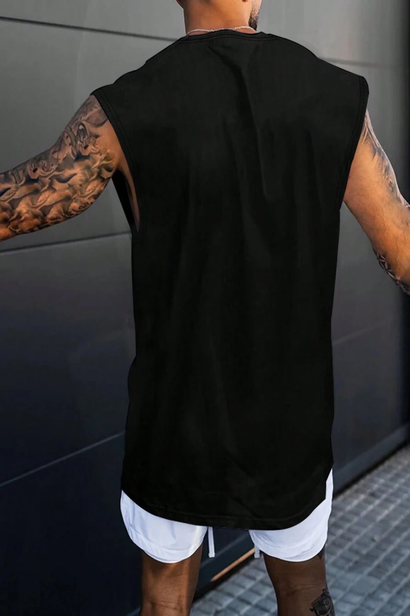 Erkek Slogan Grafik Rahat Kolsuz Tank Top Antrenman İçin, Koca