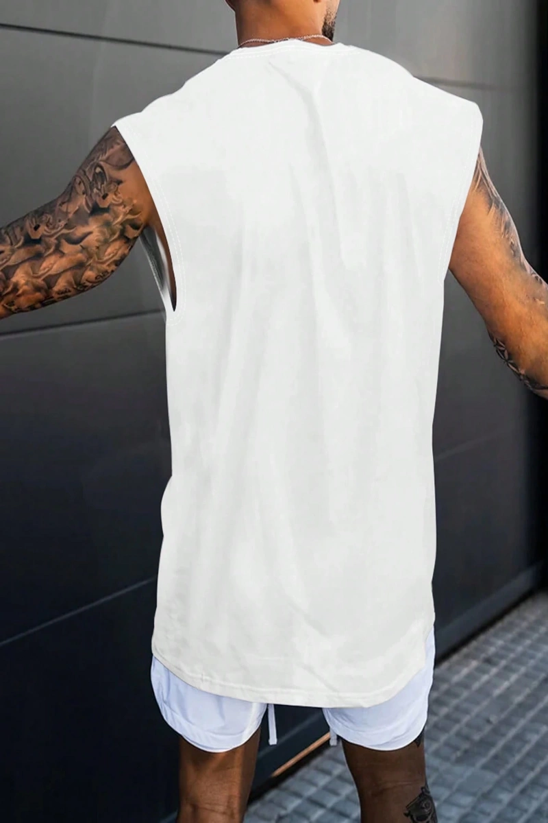Erkek Slogan Grafik Rahat Kolsuz Tank Top Antrenman İçin, Koca