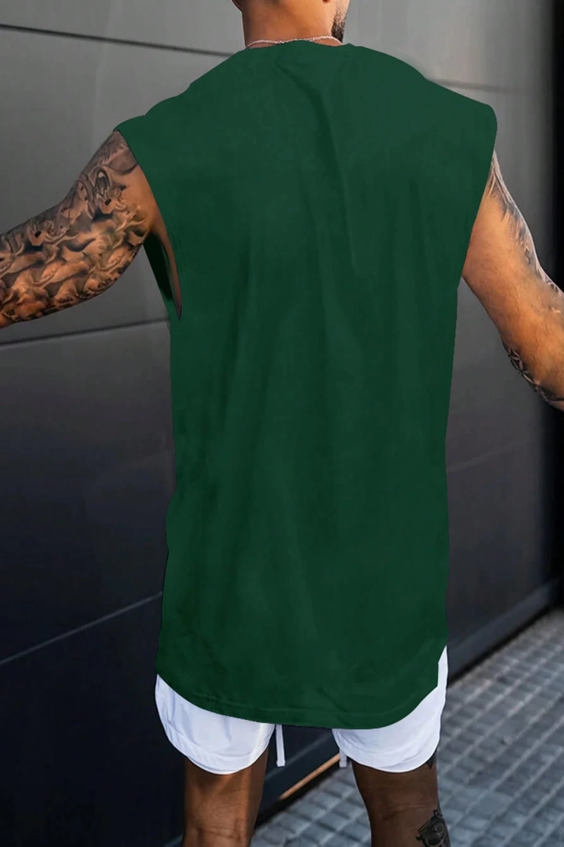 Erkek Slogan Grafik Rahat Kolsuz Tank Top Antrenman İçin, Koca