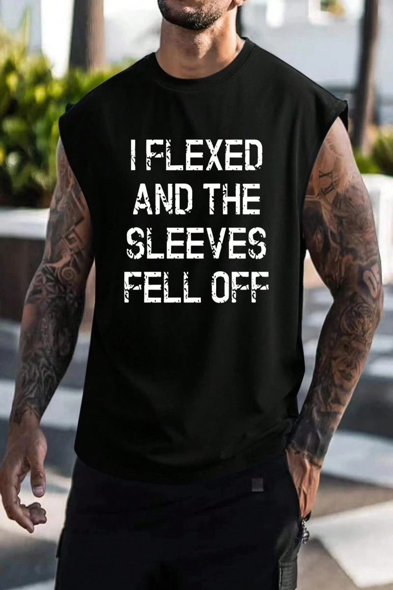 Erkek Slogan Grafik Rahat Kolsuz Tank Top Antrenman İçin, Koca