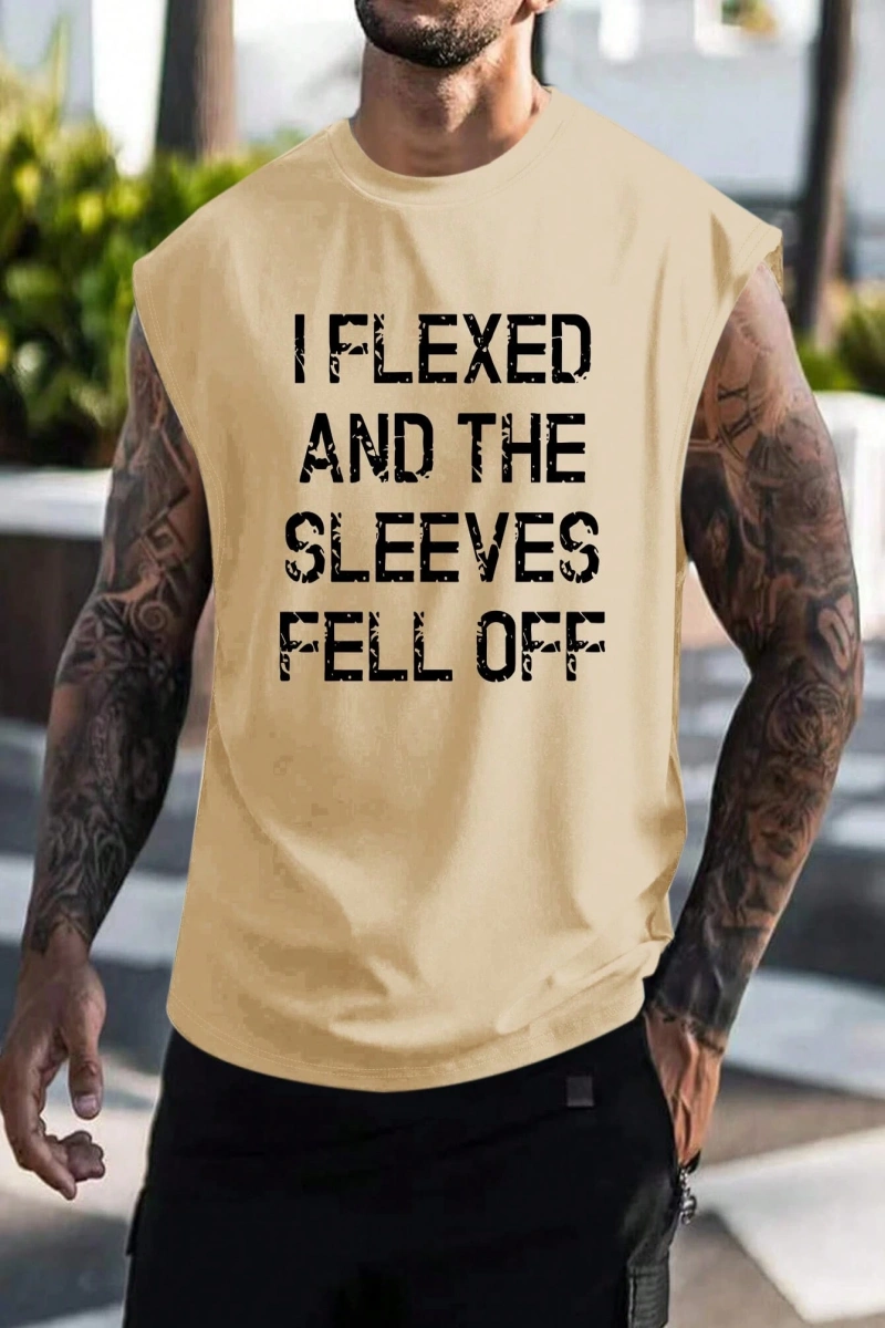Erkek Slogan Grafik Rahat Kolsuz Tank Top Antrenman İçin, Koca