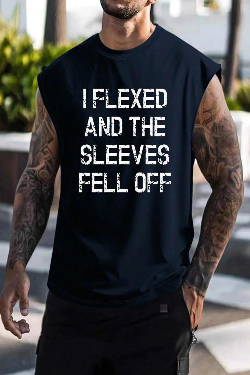 Erkek Slogan Grafik Rahat Kolsuz Tank Top Antrenman İçin, Koca