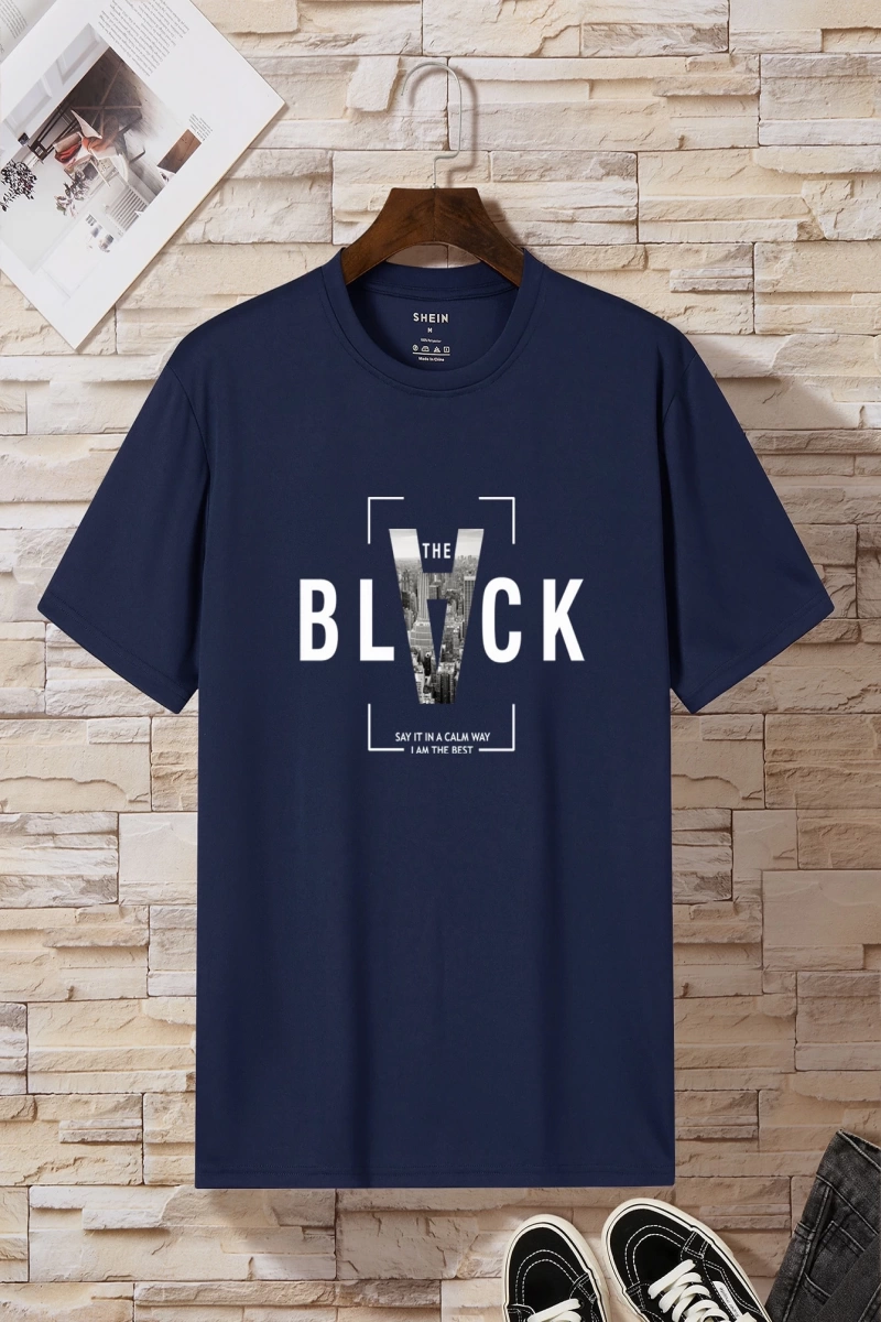 Erkek Slogan Grafik Tişört