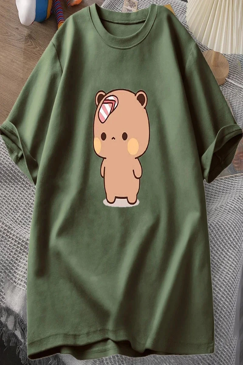 Erkek T-shirt Sevimli Karikatür Bubu Dududa Parmak arası Terlik Atıyor Tshirt Komik Pamuk Kı 3085