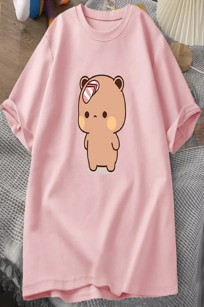 Erkek T-shirt Sevimli Karikatür Bubu Dududa Parmak arası Terlik Atıyor Tshirt Komik Pamuk Kı 3085