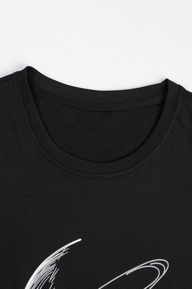 Erkek Tişörtleri Fit Crew Yaka Düşük Omuz Kısa Kollu Grafik Tişört Earth C
