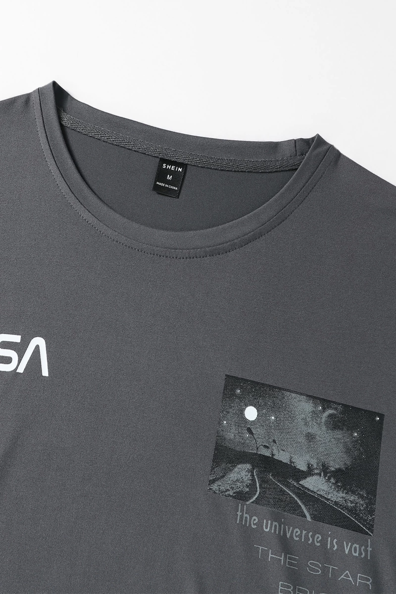 Erkek Tişörtleri Fit Crew Yaka Kısa Kollu Grafik Tişört Basit Yaz Örgü Üst