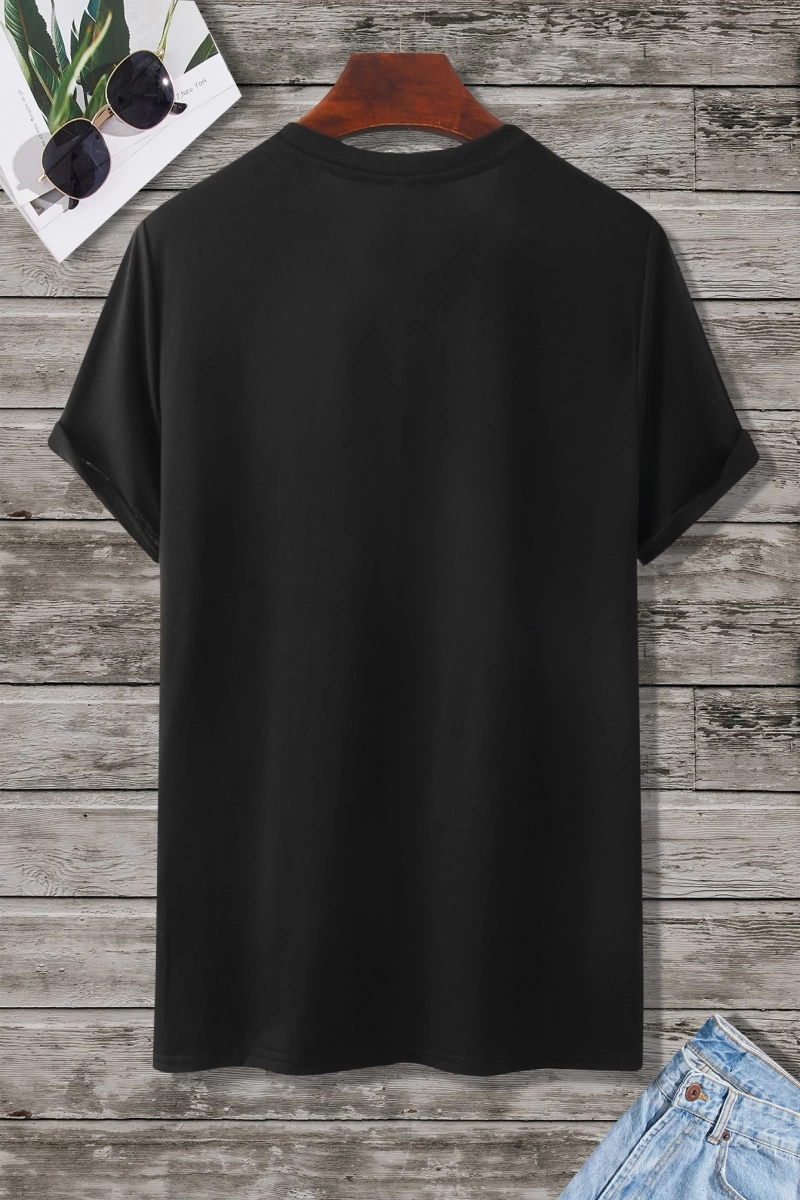 Erkek Tişörtleri Fit Crew Yaka Kısa Kollu Grafik Tişört Çapa Lacivert Rahat Y