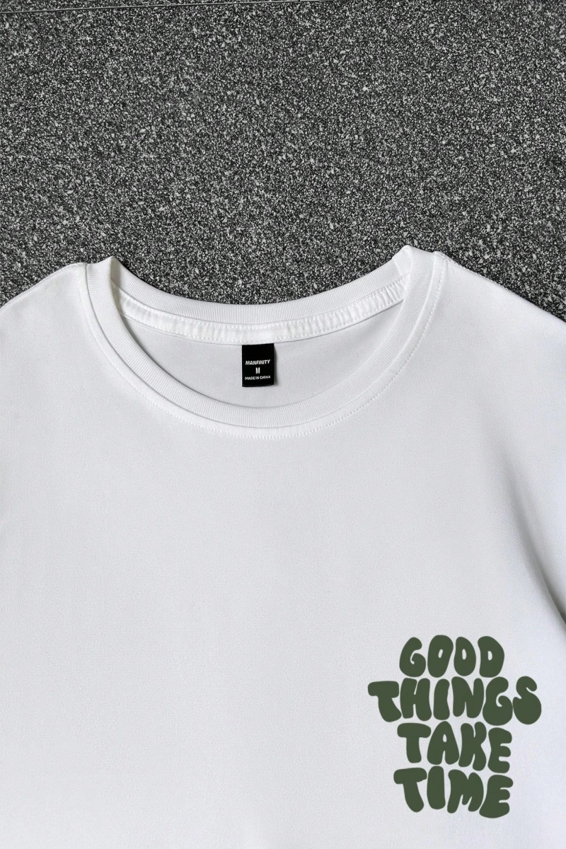 Erkek Tişörtleri Fit Crew Yaka Kısa Kollu Grafik Tişört Harf Grafik Rahat