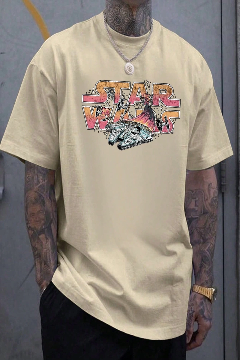 Erkek Tişörtleri Fit Crew Yaka Kısa Kollu Slogan Tişört Okul Kıyafetleri