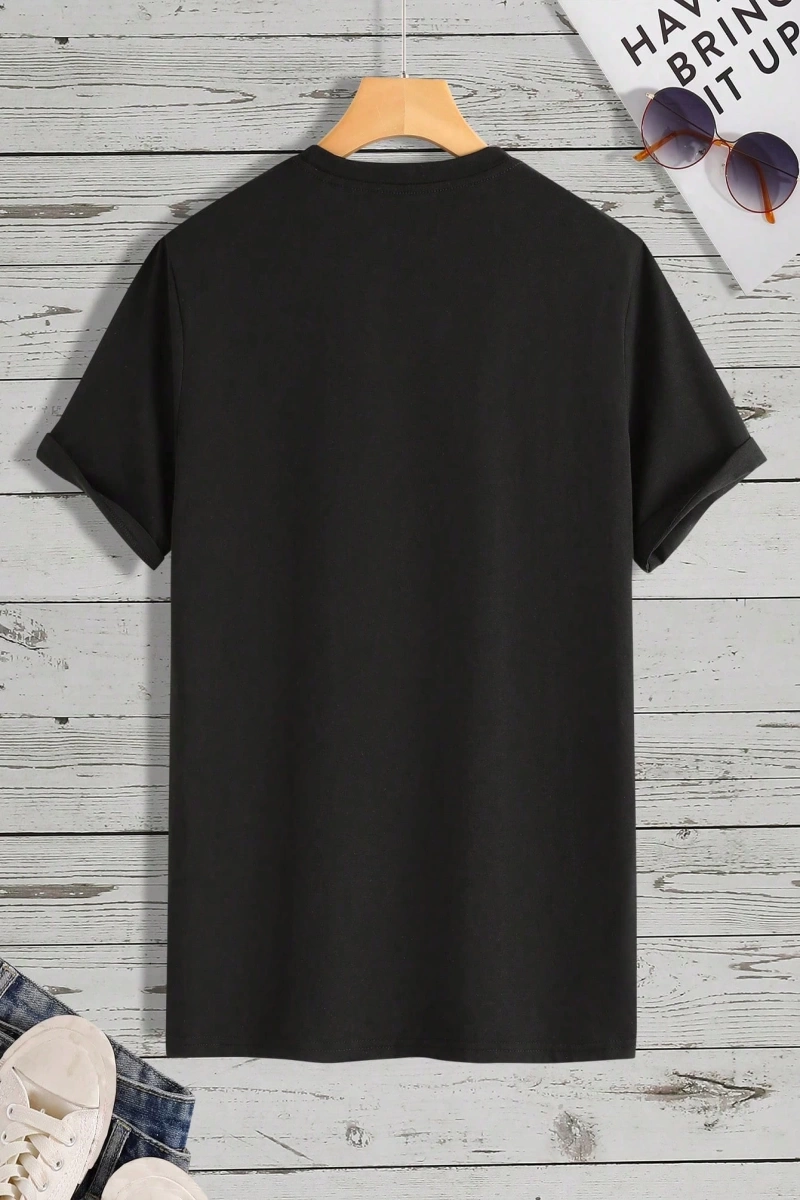 Erkek Tişörtleri Fit Crew Yaka Kısa Kollu Slogan Tişört Okul Kıyafetleri