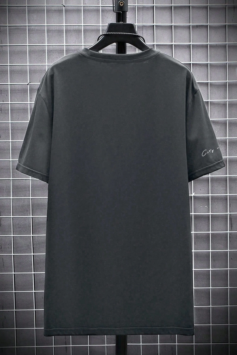 Erkek Tişörtleri Fit Crew Yaka Kısa Kollu Slogan Tişört Rahat